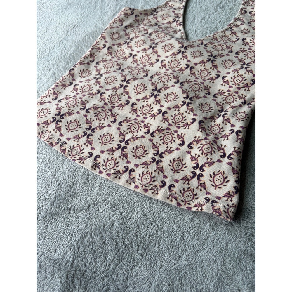 Vintage Y2K Gap Halter Crop Top XS Damask Bird Print Boho Summer Retro Stretchy - Picture 5 of 15